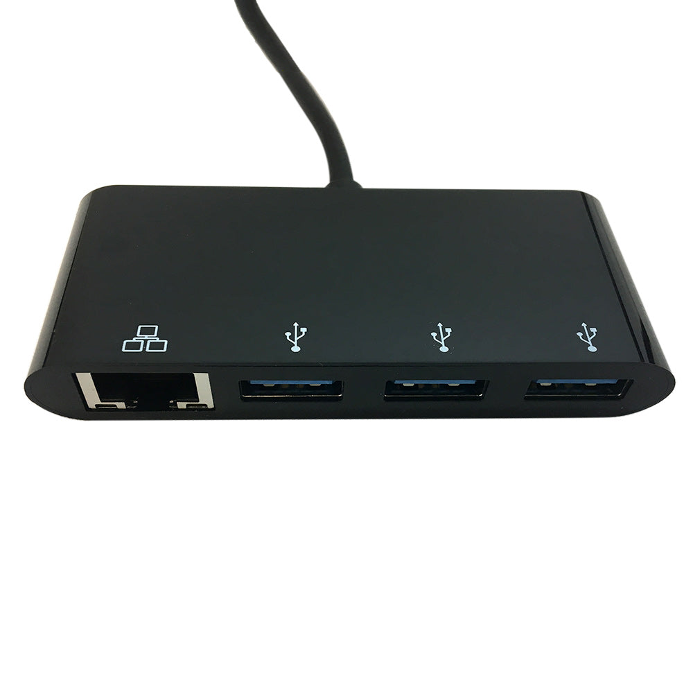 USB 3.1 Type C to 3x USB 3.0 + Gigabit Ethernet Adapter - Black