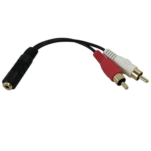 6 inch Molded 3.5mm Female to 2x RCA Male Audio Cable