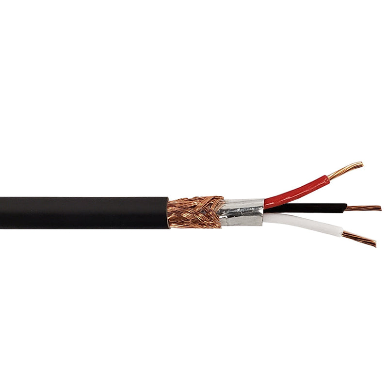 1000ft 3C Audio Bulk Cable - 22AWG Stranded 90% Braid, 100% Foil CMP