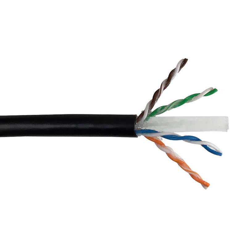 1000ft 4 Pair CAT6 550Mhz UTP Solid UV / Direct Burial Gel Filled Bulk Cable - Black