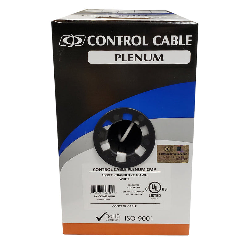 1000ft 2C 18AWG Stranded Control Cable CMP Plenum