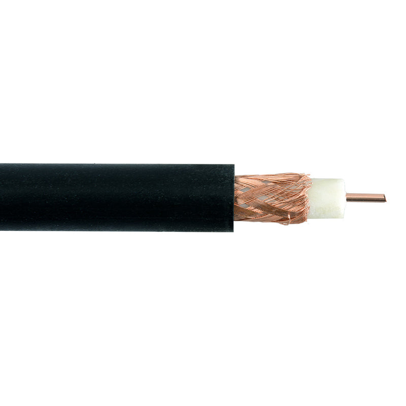 1000ft RG59 20AWG Solid Copper 95% Braid 75 Ohm CMR Bulk Cable - Black
