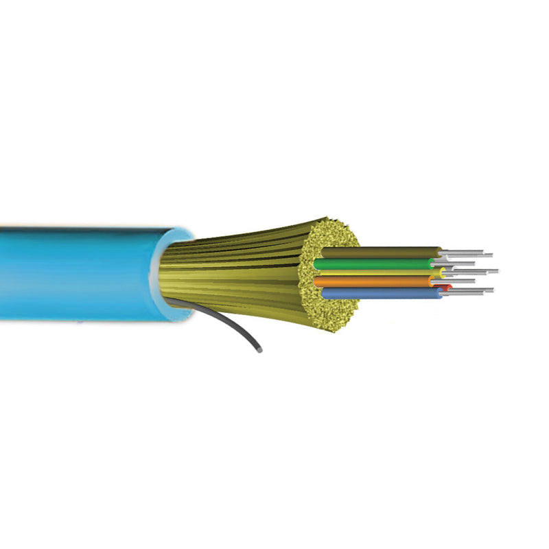 24-Fiber 50 Micron Multimode OM3 I/O AFL Corning ClearCurve OFNR Per Meter - Aqua