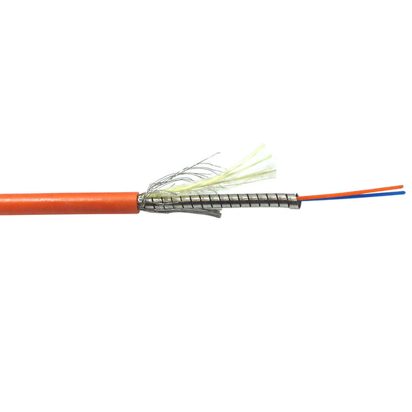 2-Fiber 62.5 Micron Multimode OM1 Mini-Armored Corning InfiniCor Plenum Per Meter - Orange