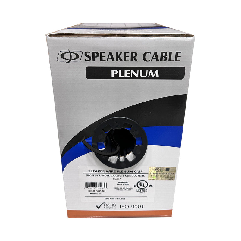 500ft 2C 14AWG Stranded Plenum Bulk Speaker Cable CMP