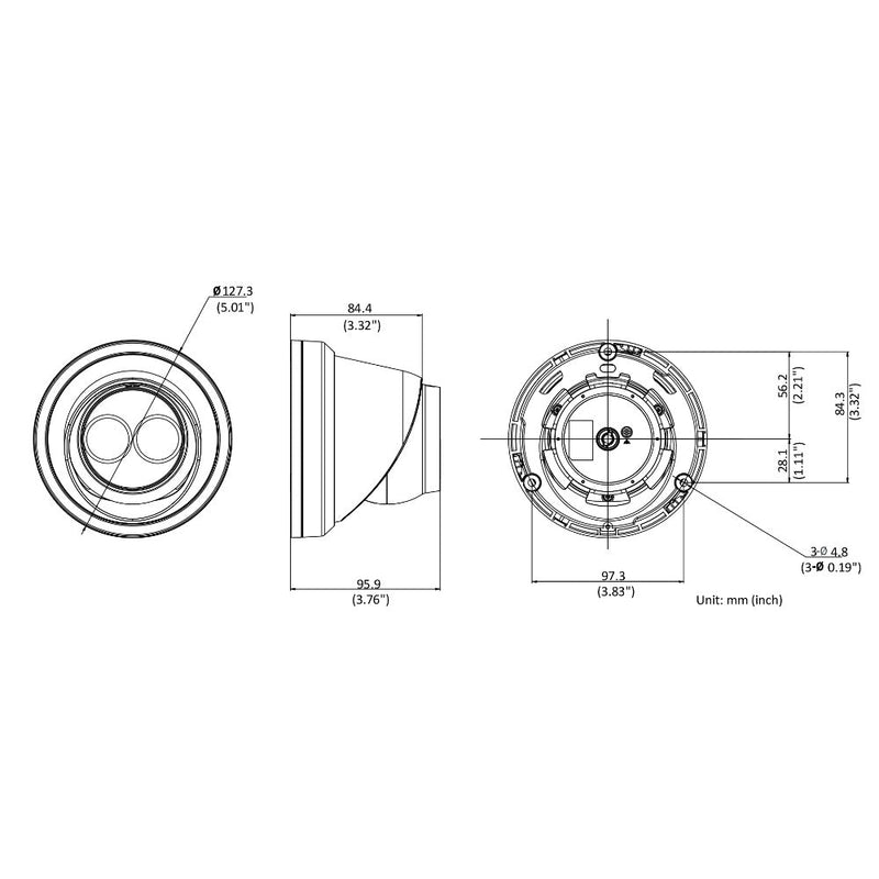 8MP Dome IP Camera 2.8mm Fixed Lens 30m IR Range Outdoor IP67 Rated - Grey