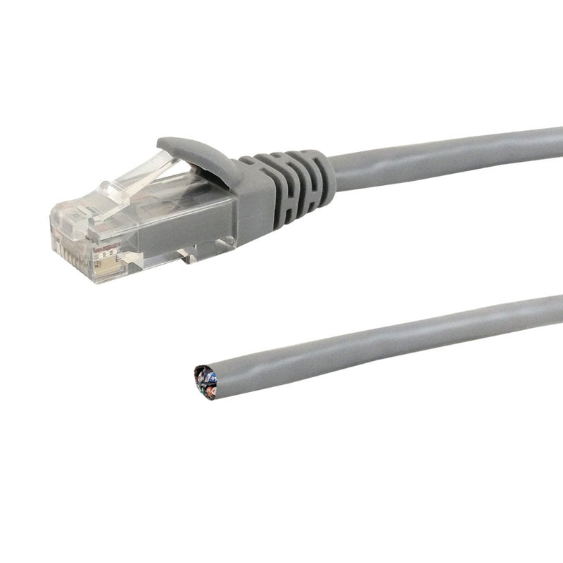 RJ45 to Blunt CAT6 Solid Pigtail Cable - Grey
