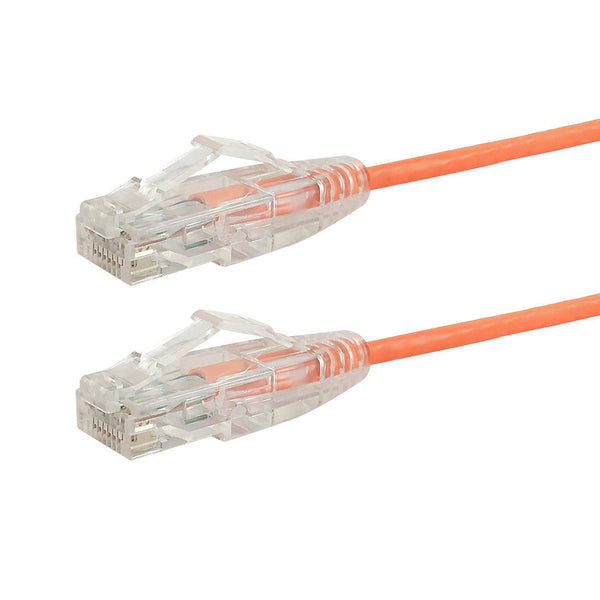 RJ45 Cat6 UTP Ultra-Thin Patch Cable - Premium Fluke® Patch Cable Certified - CMR Riser Rated - Orange