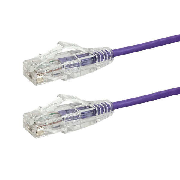 Cat6a UTP 10GB Ultra-Thin Patch Cable - Premium Fluke® Patch Cable Certified - CMR Riser Rated - Purple