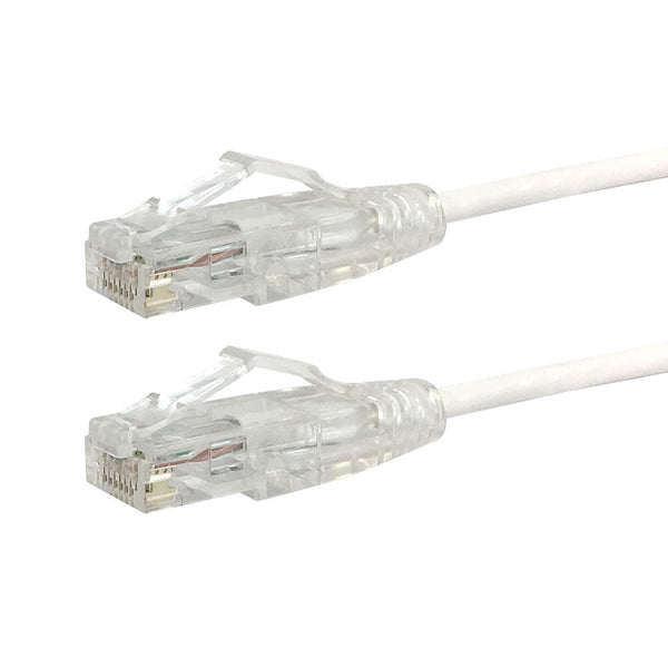 Cat6a UTP 10GB Ultra-Thin Patch Cable - Premium Fluke® Patch Cable Certified - CMR Riser Rated - White