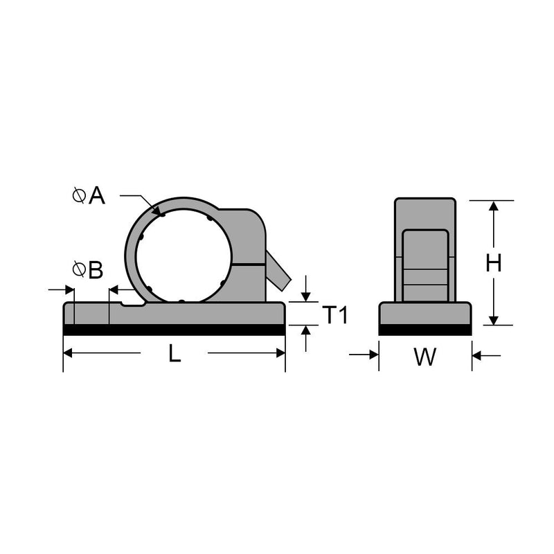 Cable Clamp, 12mm OD Cable, Self-Adhesive or Screw-Down Black - Pack of 100