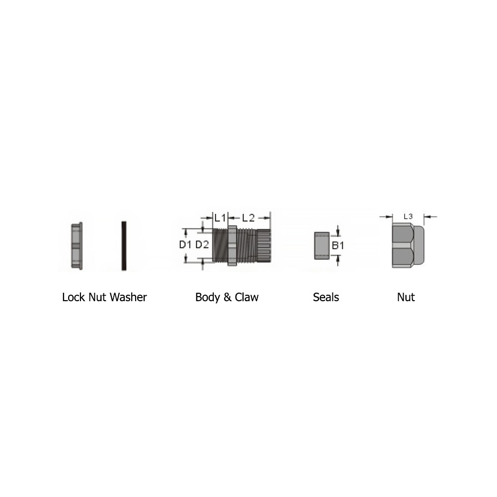 Cable Gland M40x1.5 Thread - Cable OD 20~28mm - IP68 - Black