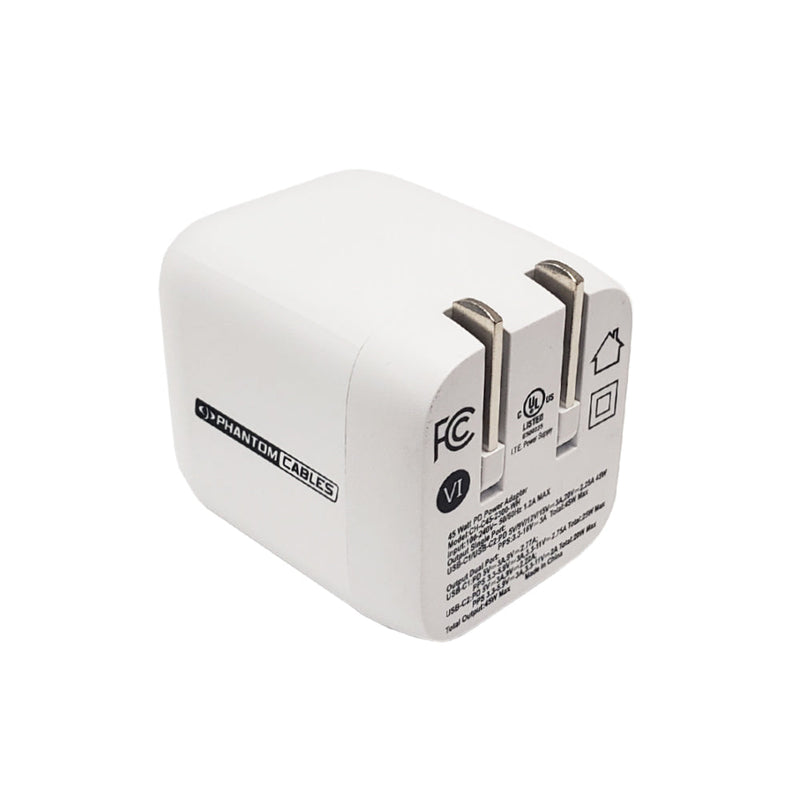 USB Wall Charger - 45W - USB Type-C (25W) - USB Type-C (20W) - GaN & PPS - White