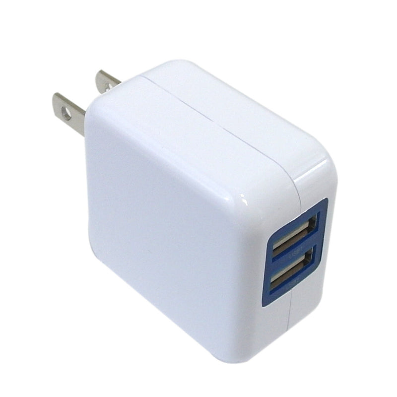 USB A female to AC 110V 2-port SMART Wall Charger 5V/2.4A - White