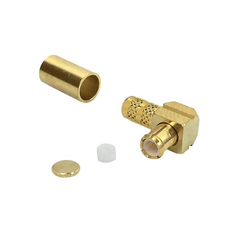 MCX Male Right Angle Crimp Connector for RG58 LMR-195 50 Ohm