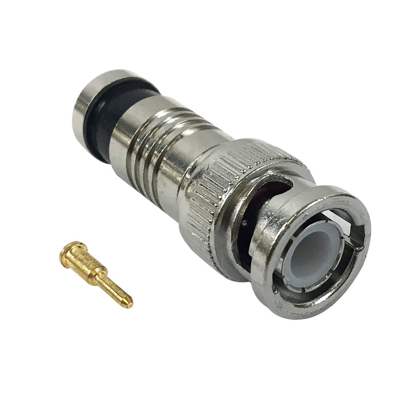 BNC Male Compression Connector for RG6 Quad Shield - Pack of 10