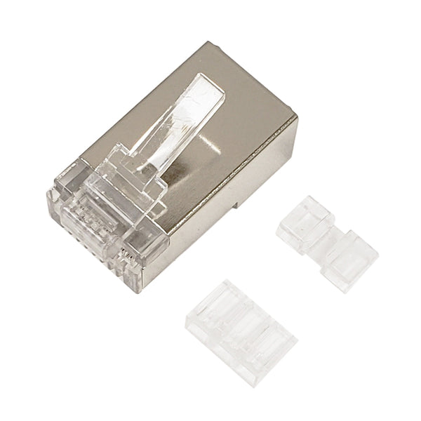 RJ45 Cat6a Shielded 3-pcs Plug Solid or Stranded 8P 8C - Pack of 50