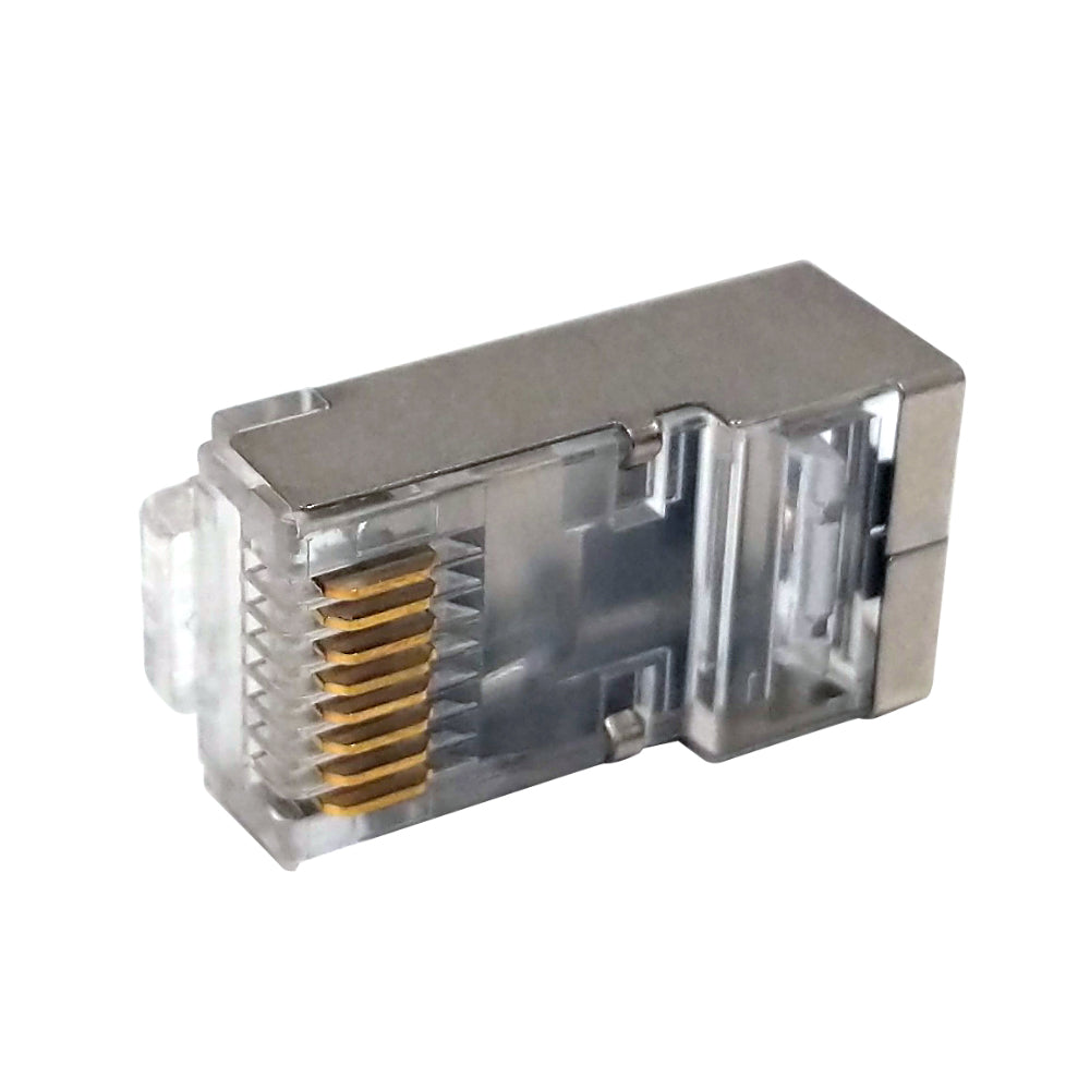 RJ45 1 Piece Cat6 Plug Shielded for Round Cable (Solid or Stranded) (8P 8C) - Pack of 50