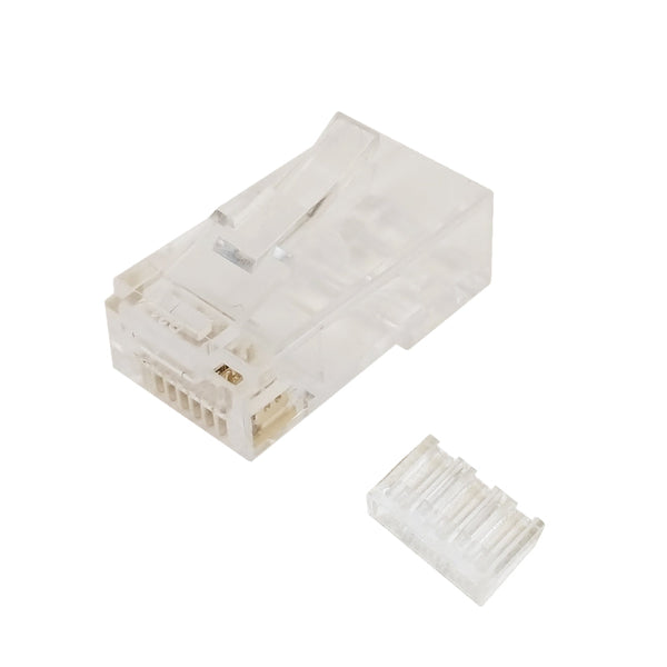 RJ45 2 Piece Cat6 Plug for Round Cable Solid or Stranded 8P 8C