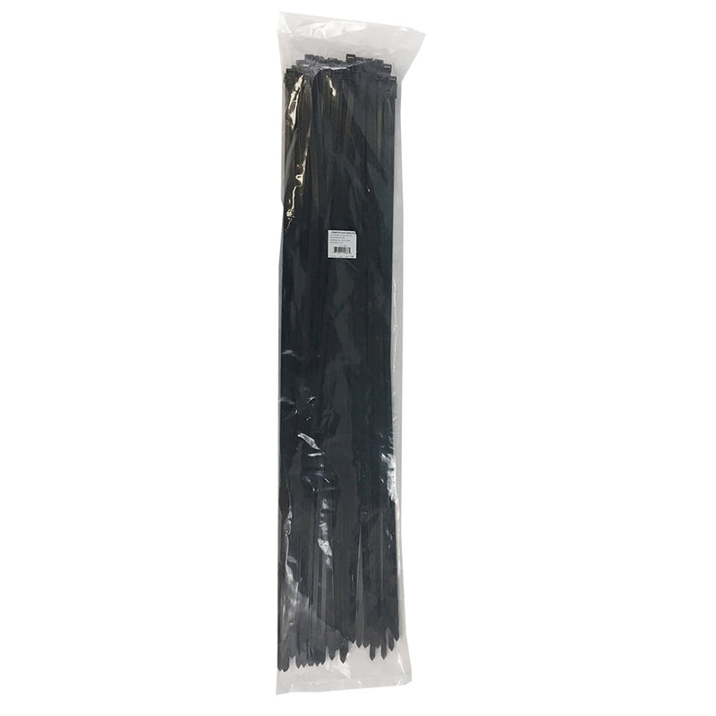 36 Inch Cable Tie 175lb UV & Weather Resistant Nylon 66 Black - Pack of 100