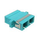 SC/SC Fiber Coupler F/F Multimode 50 Micron 10gig OM3/OM4 Duplex Ceramic Panel Mount, Aqua