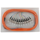 3m ST/PC 12-Fiber OM1 Multimode Simplex 62.5 micron - 900um Jacketed Pigtail - 19inch Fan-Out - OFNR