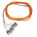 3m ST/PC 12-Fiber OM1 Multimode Simplex 62.5 micron - 900um Jacketed Pigtail - 19inch Fan-Out - OFNR