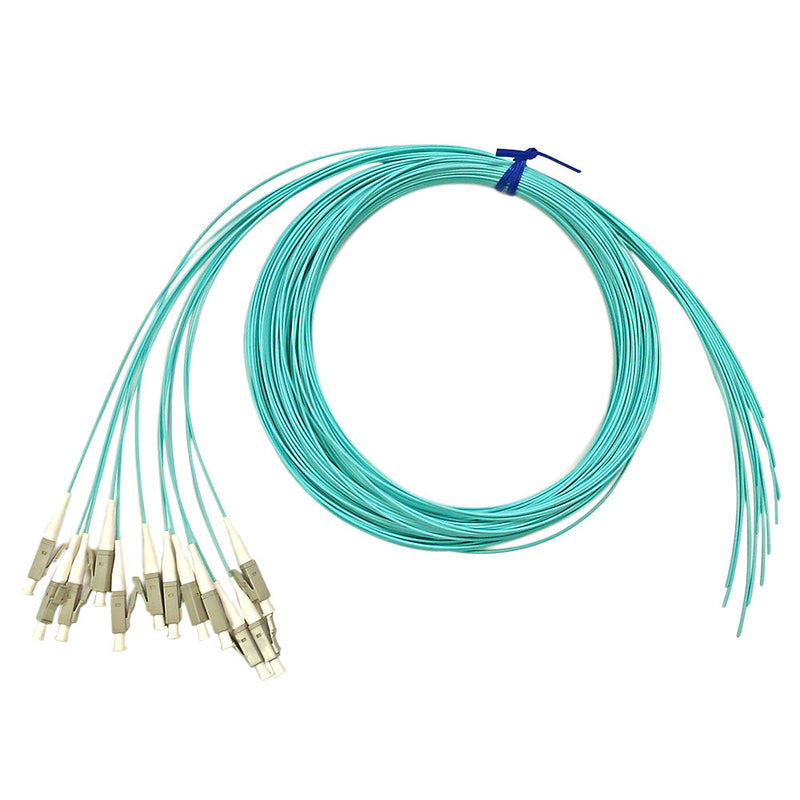 3m LC/PC 12-Fiber OM4 Multimode Simplex 50 micron - 900um Pigtail - Aq