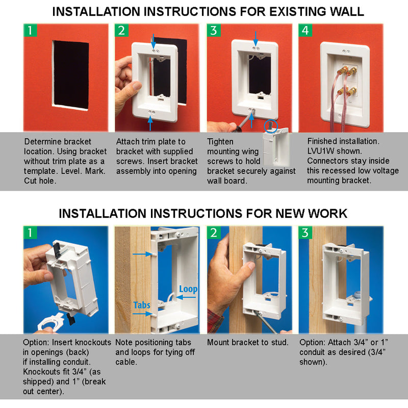 Recessed Drywall Clip - Plastic, Single Gang, Pre/Post Construction