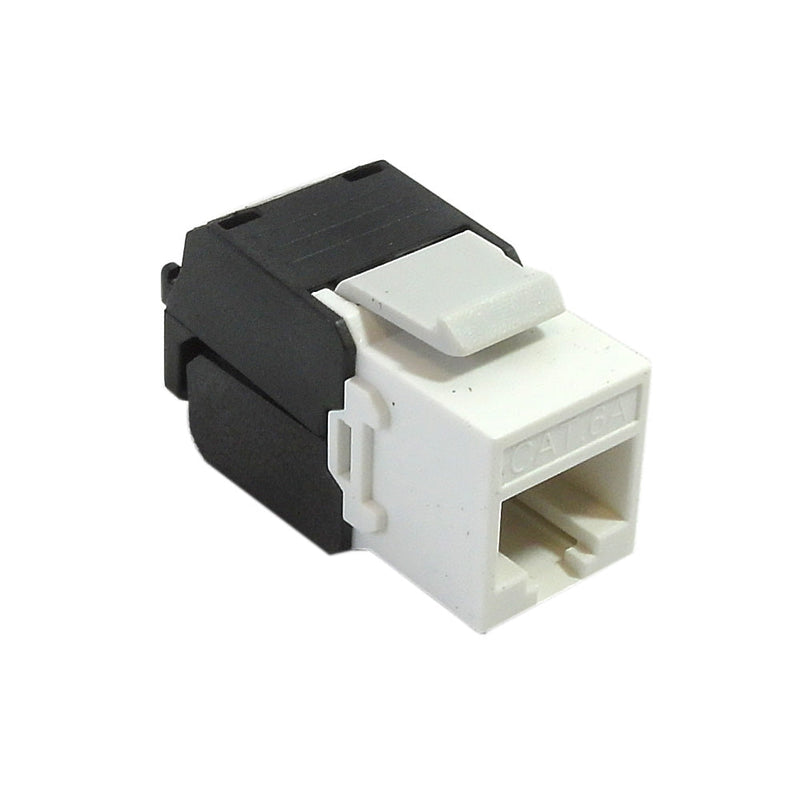 RJ45 CAT6A Slim Profile 180 Degree Jack, 110 Punch-Down Style or Tool-Less