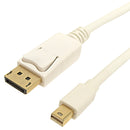 Mini DisplayPort Male to DisplayPort Male Cable with Audio 4Kx2K - FT4 32AWG White