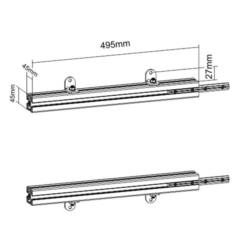 495mm Aluminum Rails for Custom Installation Pair