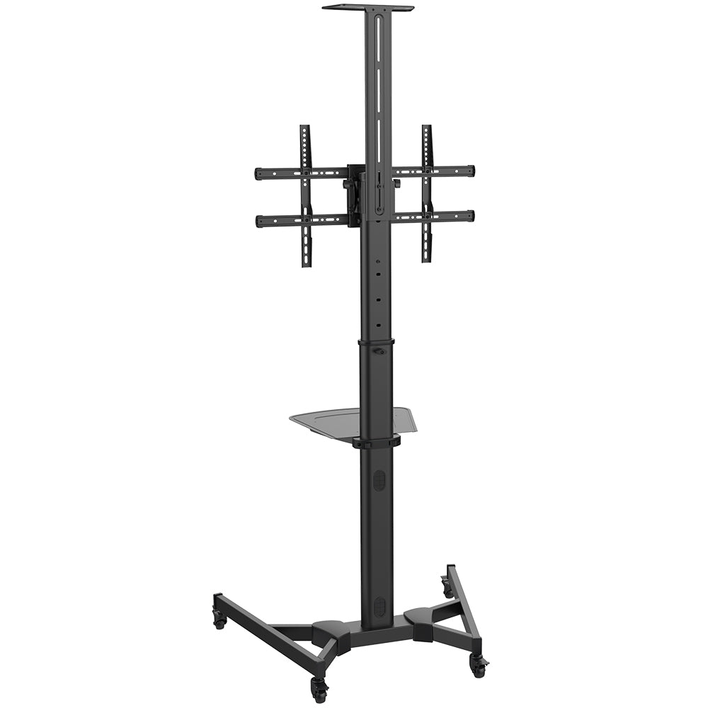 TV Cart with Shelf - Tilt, Pivot, Adjustable Height - Fits Sizes 37-70 inches, Maximum VESA 600x400