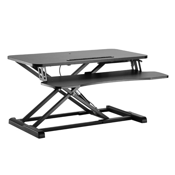 Sit-Stand Desk Workstation Base with Keyboard and Mouse Tray - Black