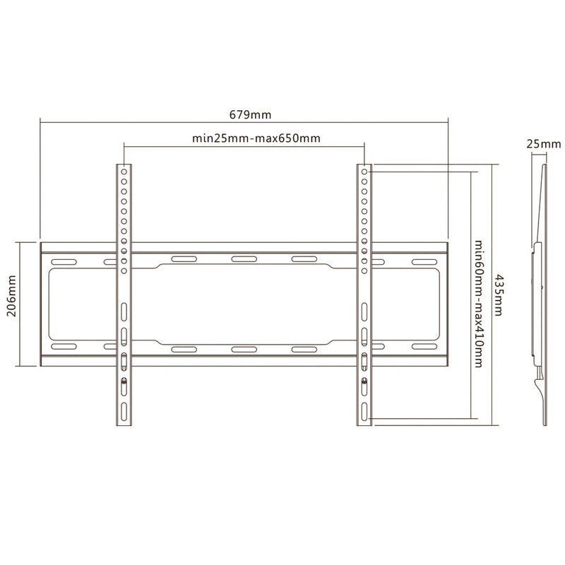 Fixed TV Wall Mount Bracket for Flat LCD/LEDs - Fits Sizes 37-70 inches - Maximum VESA 600x400