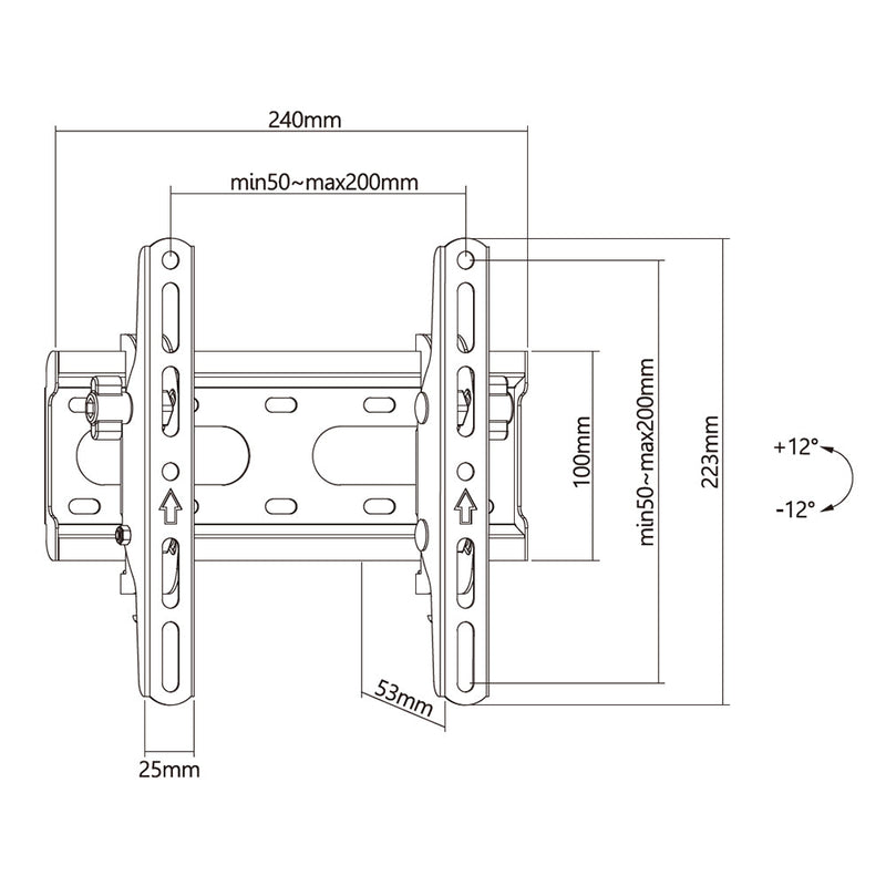 Tilting Mount TV Wall Mount Bracket for Flat and Curved LCD/LEDs - Fits Sizes 23-42 inches - Max VESA 200x200