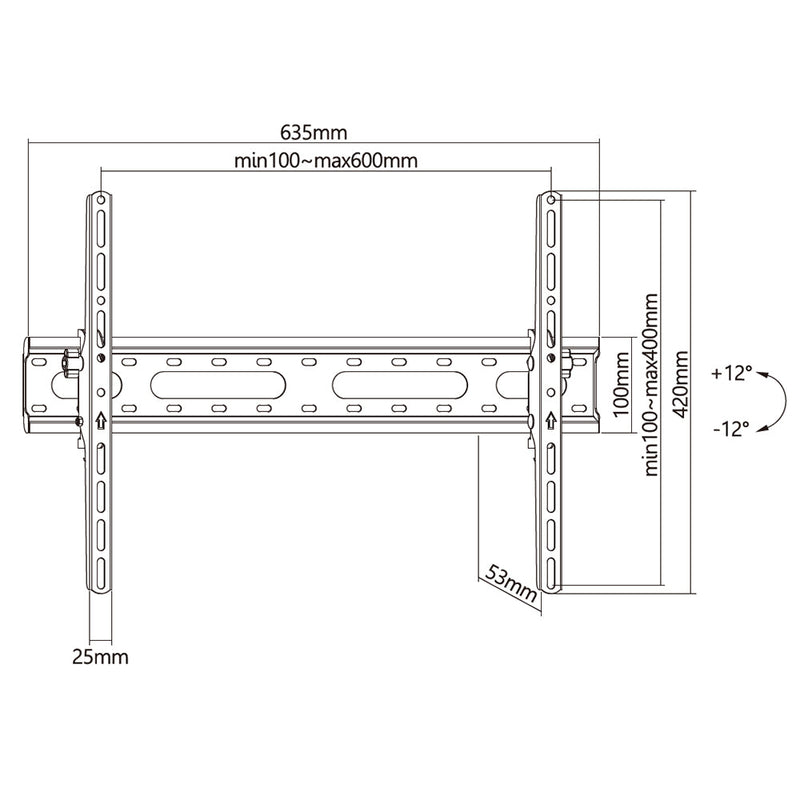 Tilting Mount TV Wall Mount Bracket for Flat and Curved LCD/LEDs - Fits Sizes 37-70 inches - Max VESA 600x400