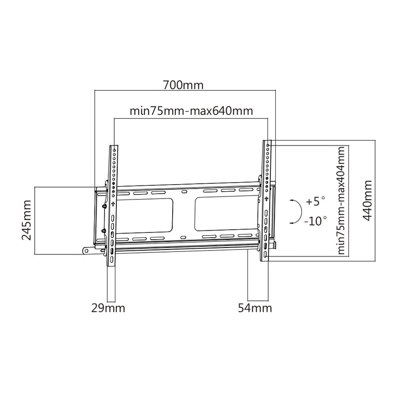 Tilting Mount TV Wall Mount Bracket for Flat and Curved LCD/LEDs - Fits Sizes 37-70 inches - Maximum VESA 600x400