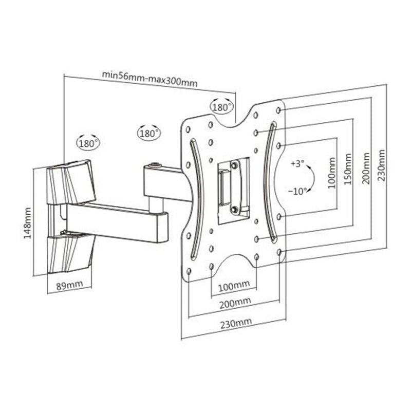 Two Arm Swivel & Tilt Mount Wall Mount LCD Bracket - Fits TV Sizes 23 to 42 inches - Maximum VESA 200x200