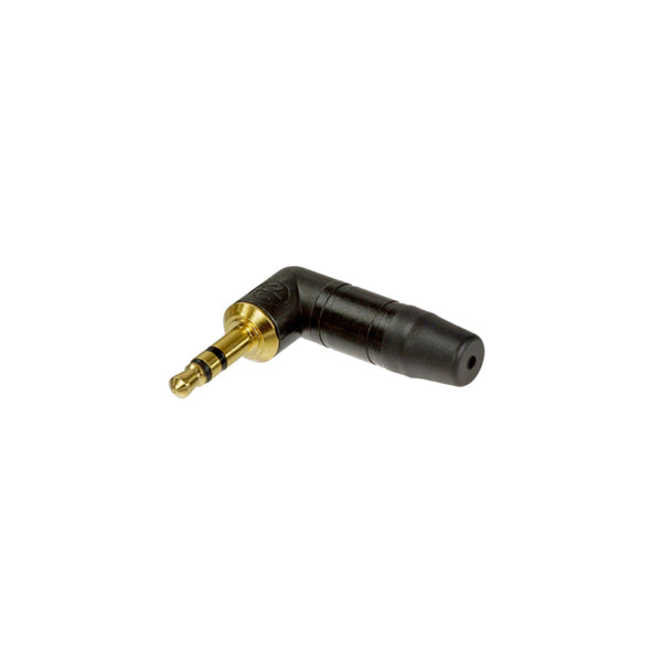 Neutrik 3.5mm Right Angle Stereo Plug - Black with Gold Pins