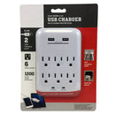 6 Outlet Power Tap - 1200J Surge protection, 2 Fast Charge USB Port - White