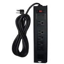 6 outlet Surge Protector - 1150J, 15ft Cord, Down Angle Plug - Black
