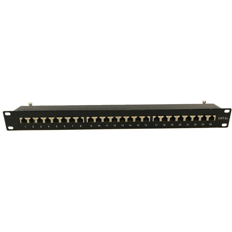 24-Port CAT6A Shielded Patch Panel, 19" Rackmount