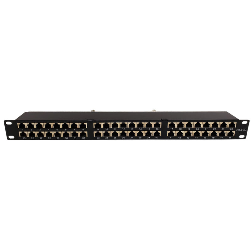 48-Port CAT6A Shielded Patch Panel, 19" Rackmount 1U