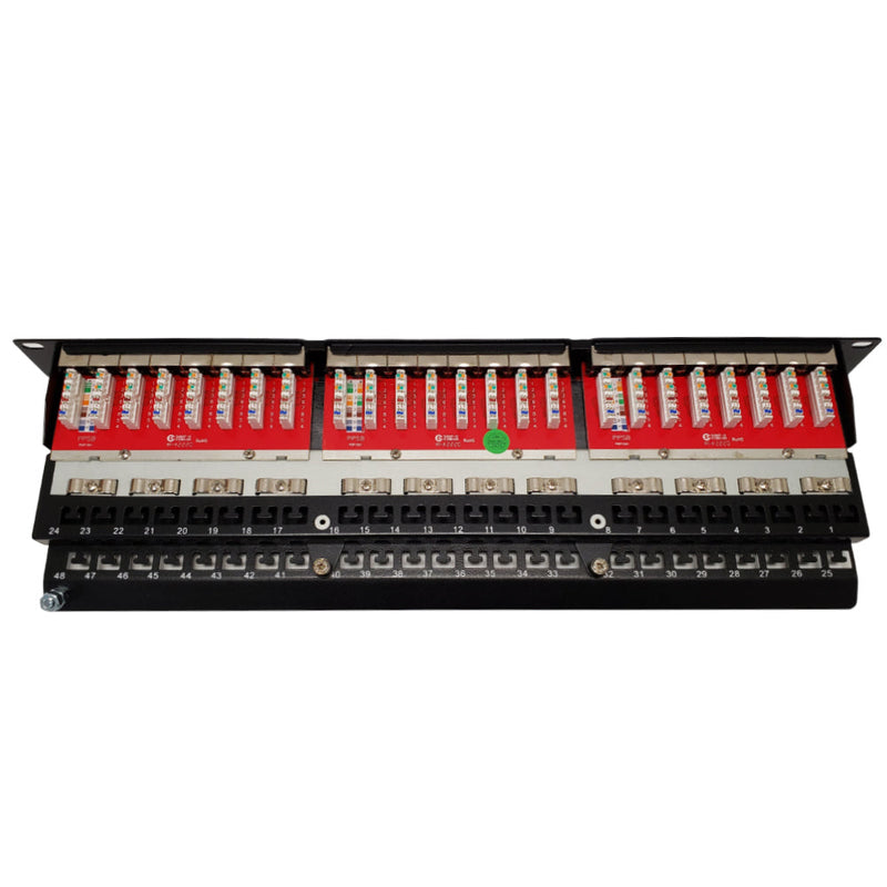 48-Port CAT6A Shielded Patch Panel, 19" Rackmount 1U