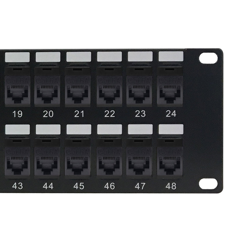 48-Port Cat6a Patch Panel, 19" Rackmount 2U - Pass-Through