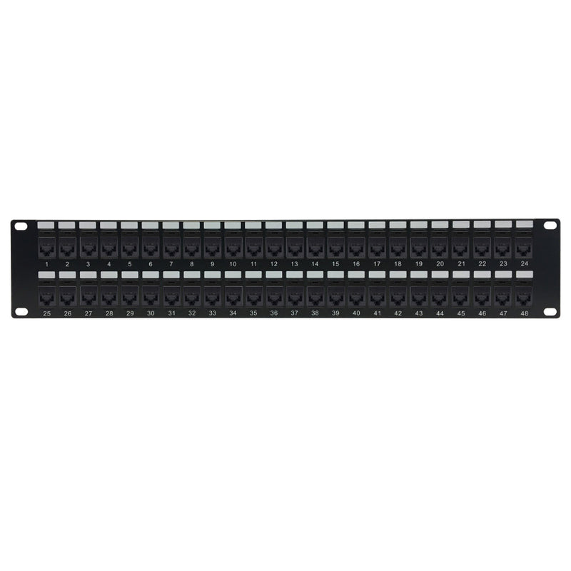 48-Port Cat6a Patch Panel, 19" Rackmount 2U - Pass-Through