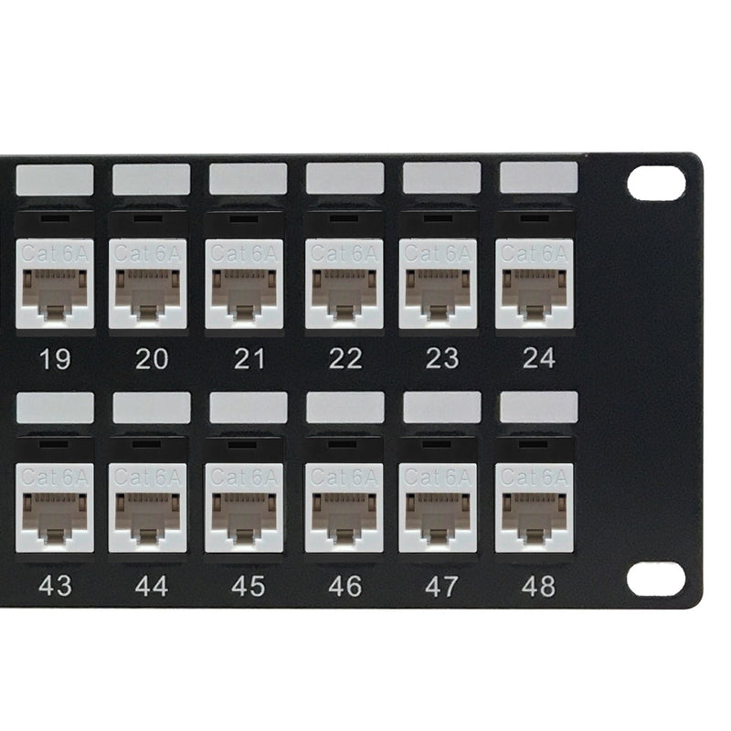 48-Port Cat6a Patch Panel, 19" Rackmount 2U - Pass-Through