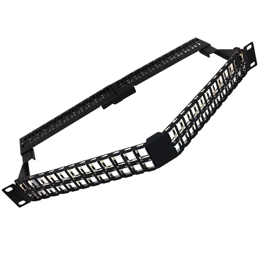48-port Shielded Angled Keystone Patch Panel - 19 inch Rackmount 1U wi