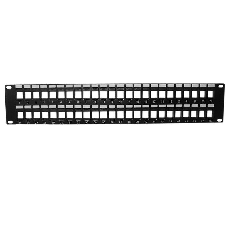 48-port Keystone Patch Panel, 19 inch Rackmount 2U - Unloaded